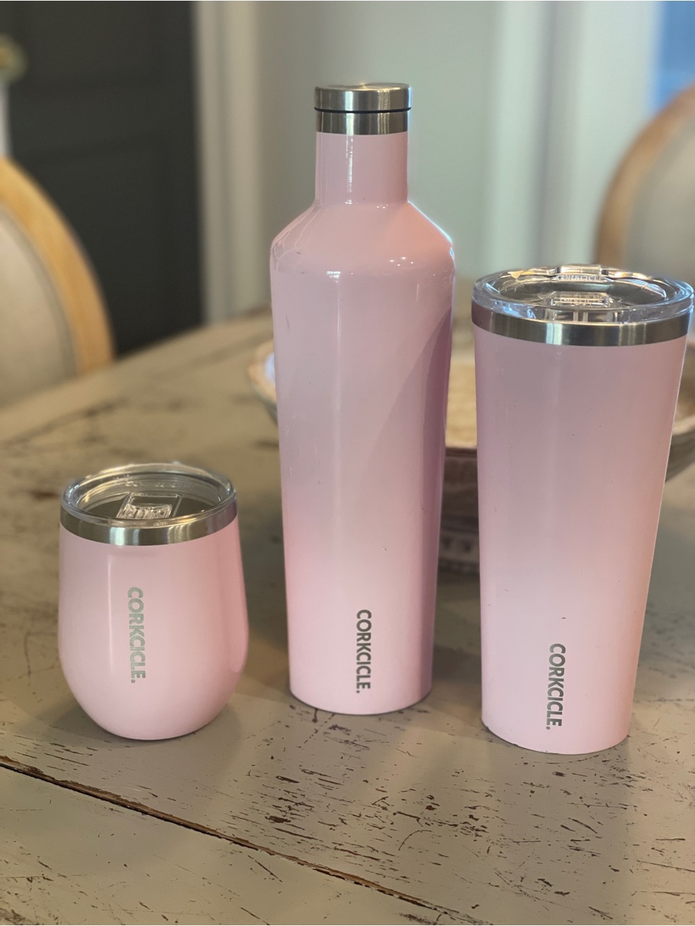Corkcicle Soft Pink Insulated Trio - Bottle, Tumbler & Stemless Mug